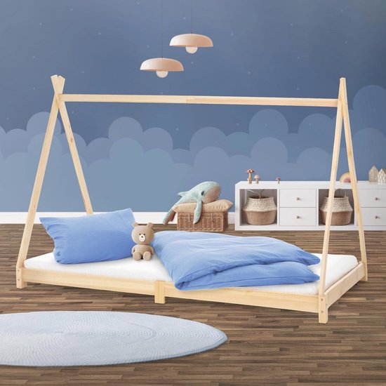 Yeutre Kinderbed, gevoerd, 90 x 200 cm, eenpersoonsbed voor meisjes met