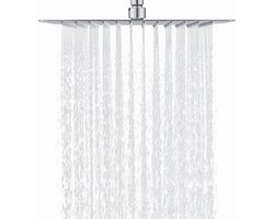 DETBOM Douchekop Regendouche 40x40cm/16 Inch Vierkant 304 Roestvrij Staal Regendouchekop Waterbesparend met 144 siliconen Sproeiers met Anti-kalkfunctie Regendouchekop 360° Draaibaar, Chroom