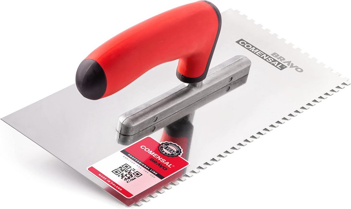 Professionele Tandtroffel - Roestvrijstalen Stijltroffel voor Tiling - Ergonomische Handgreep - 270 x 130 mm