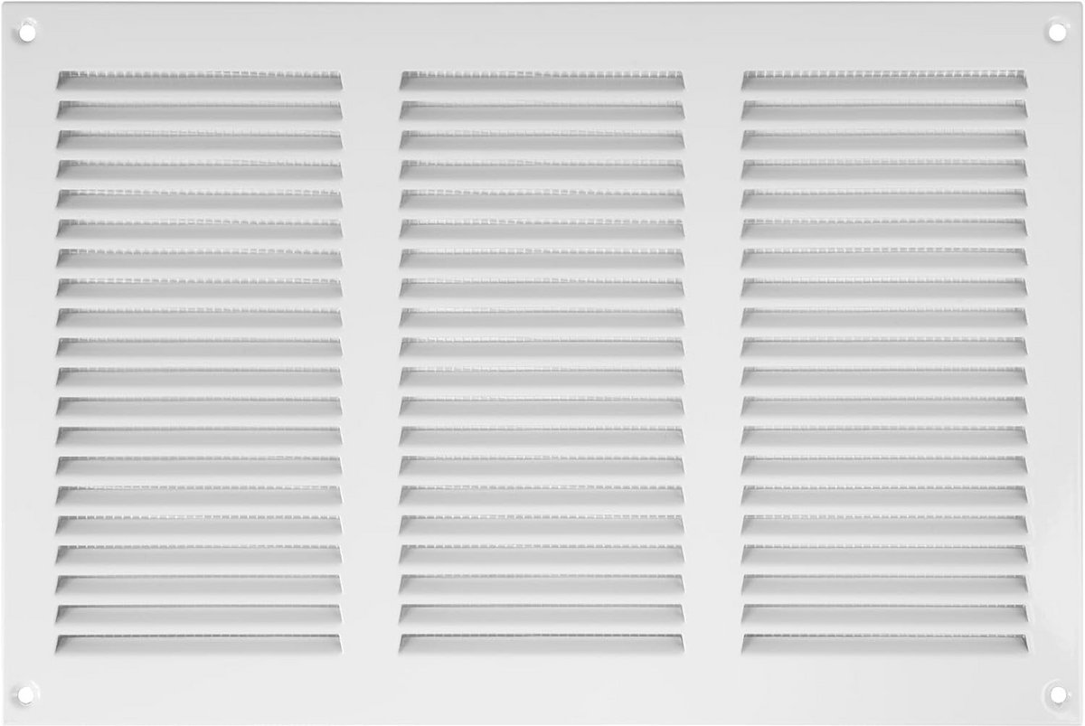 Ventilatiesleuf-afdekkingen 30 x 20 cm - Metalen luchtterugloopgrill met ongediertebescherming - Wit