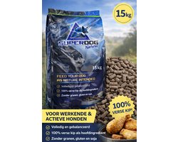 Superdog Natural Excellent - Koudgeperst Hondenvoer - Graanvrij & Hypoallergeen - Verse Kip - 15 kg
