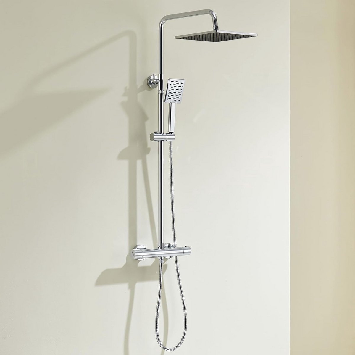 Thermostaatdouchearmatuur met Regendouche en Handdouche, Compleet Douchesysteem voor Badka