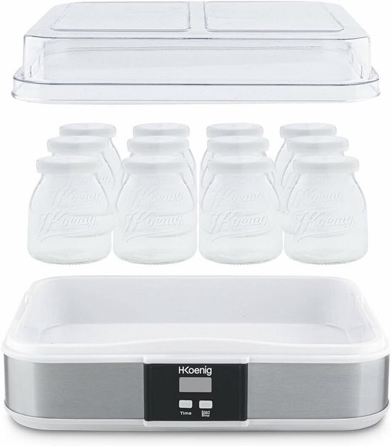 Programmeerlijke Yoghurtmaker met 12 Glazen, LCD-Display en Roestvrijstalen Behuizing van Merkloos — afbeelding 4