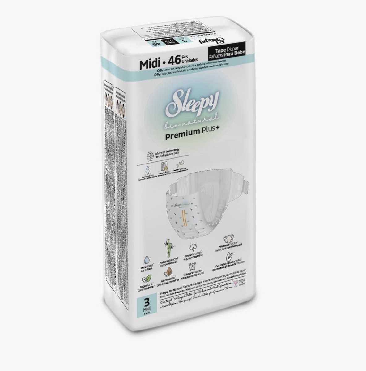 Sleepy Bio Natural Premium Plus Baby Luiers - 3 (4-10 Kg) - 46 Luiers