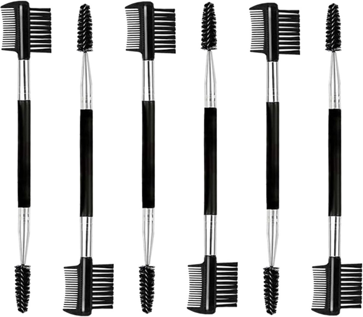 6 stuks dubbele wimperborstel en kam set voor perfecte wimpers