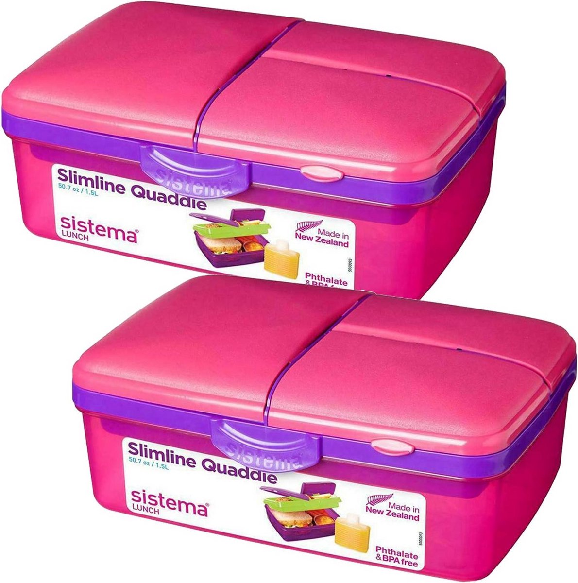 Set van 2 Lunchboxen 1.5L - BPA-Vrij & Vaatwasmachinebestendig - Slim & Multifunctioneel