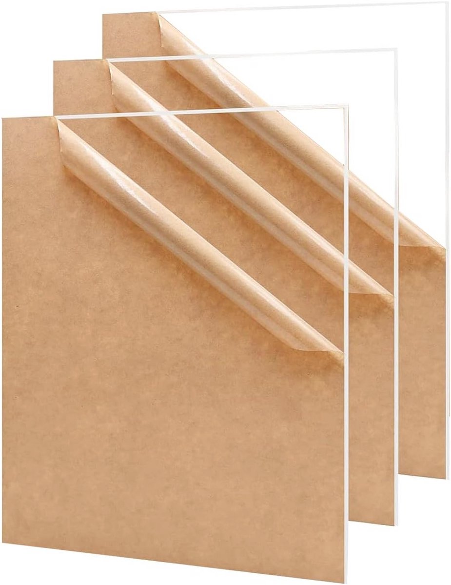 Transparante acryl kunststof platen 3 stuks, 297 x 210 mm, knutselen en decoratie