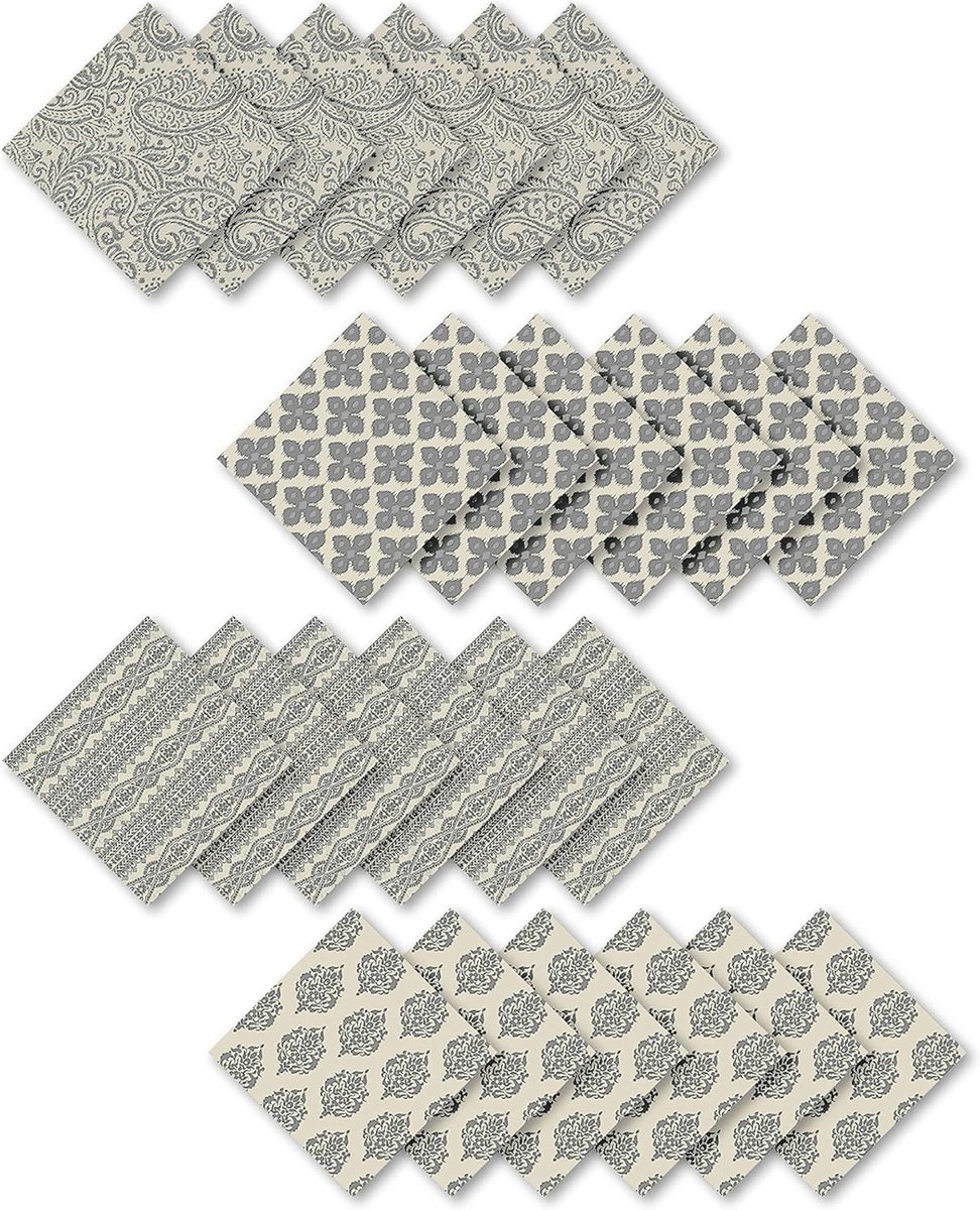 Decoratieve katoenen servetten en tafelaccessoires, 43 x 43 cm, set van 24