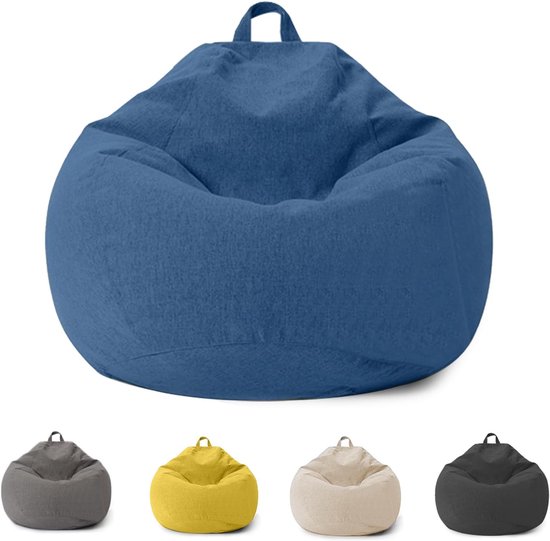 Zitzak voor Kinderen en Volwassenen - Zitzak Hoes Zonder Vulling met Ritssluiting voor Volwassenen en Kinderen - 100 x 120 cm Zitzak Stoel voor Slaapkamer Kantoor Woonkamer Patio (Blauw)