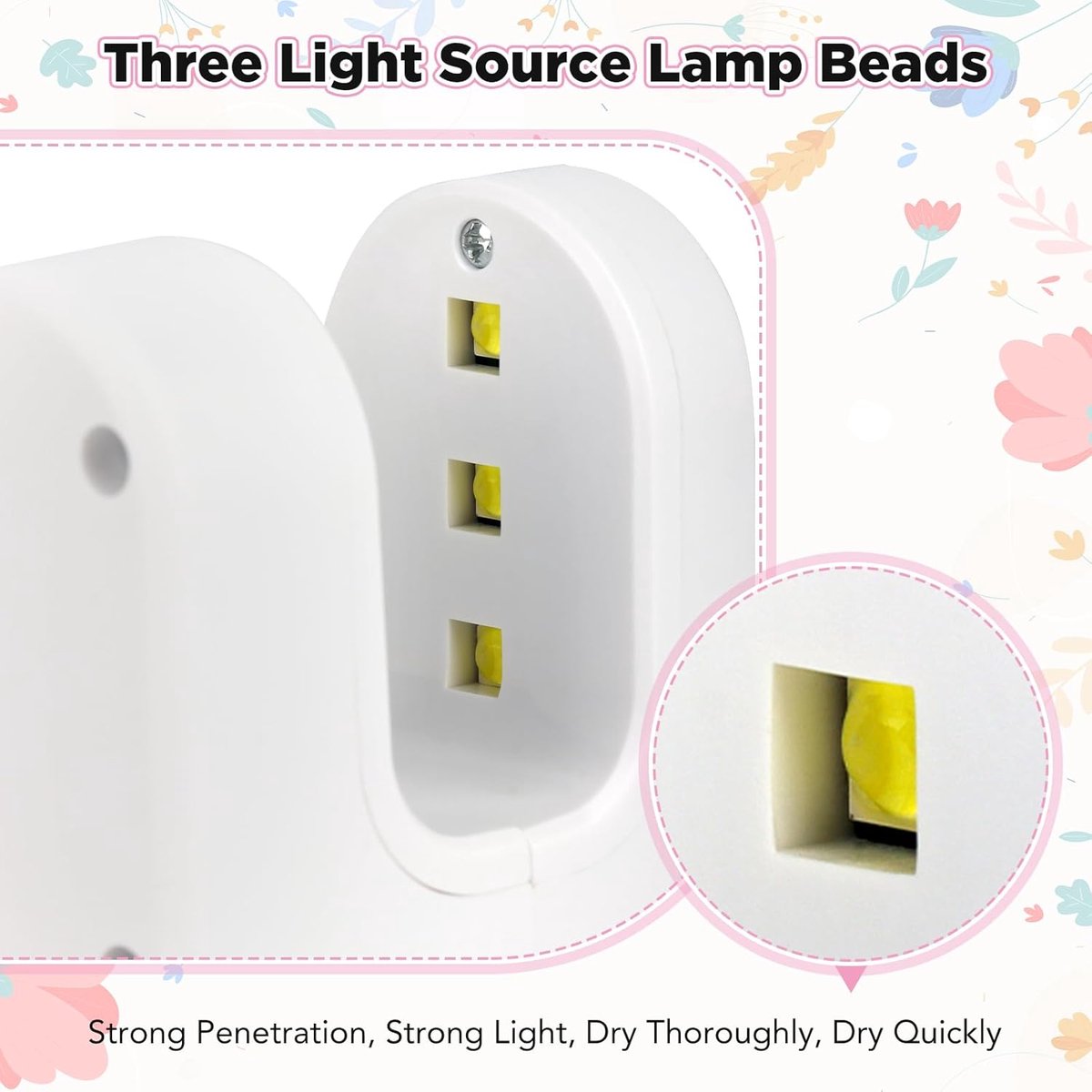 Mini UV LED Nagellamp - Oplaadbaar - 3 LED Lampen - Wit - 300 mAh Gelnagels Droger - Draagbare Nagellamp - UV Lamp voor Nagels - Nagellak Droger - Timer 60/120s - Nail Art Accessoires - USB Oplaadbaar - Reisformaat — cadeau in Verzorging - foto 7
