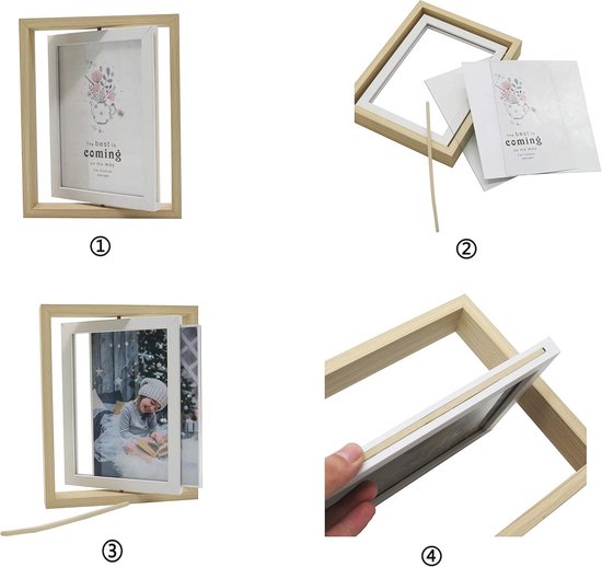 Zerodeko Houten Draaibare Fotolijst 6 Inch Dubbelzijdig Decoratief