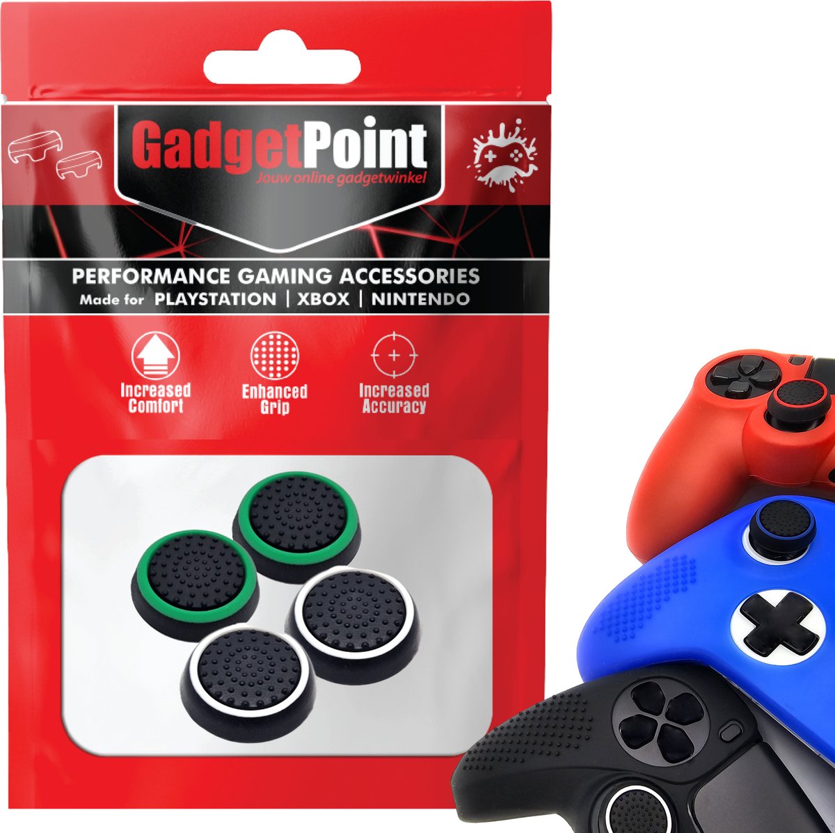 Bol.com Gadgetpoint - Thumb Grips voor PlayStation, PS5, Xbox X/S, One & Switch Pro Controller - Gaming Thumbgrips - Performance... aanbieding