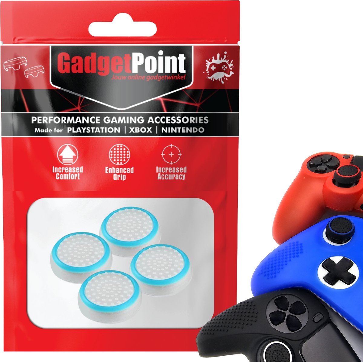 Bol.com Gadgetpoint - Thumb Grips voor PlayStation, PS5, Xbox X/S, One & Switch Pro Controller - Gaming Thumbgrips - Performance... aanbieding