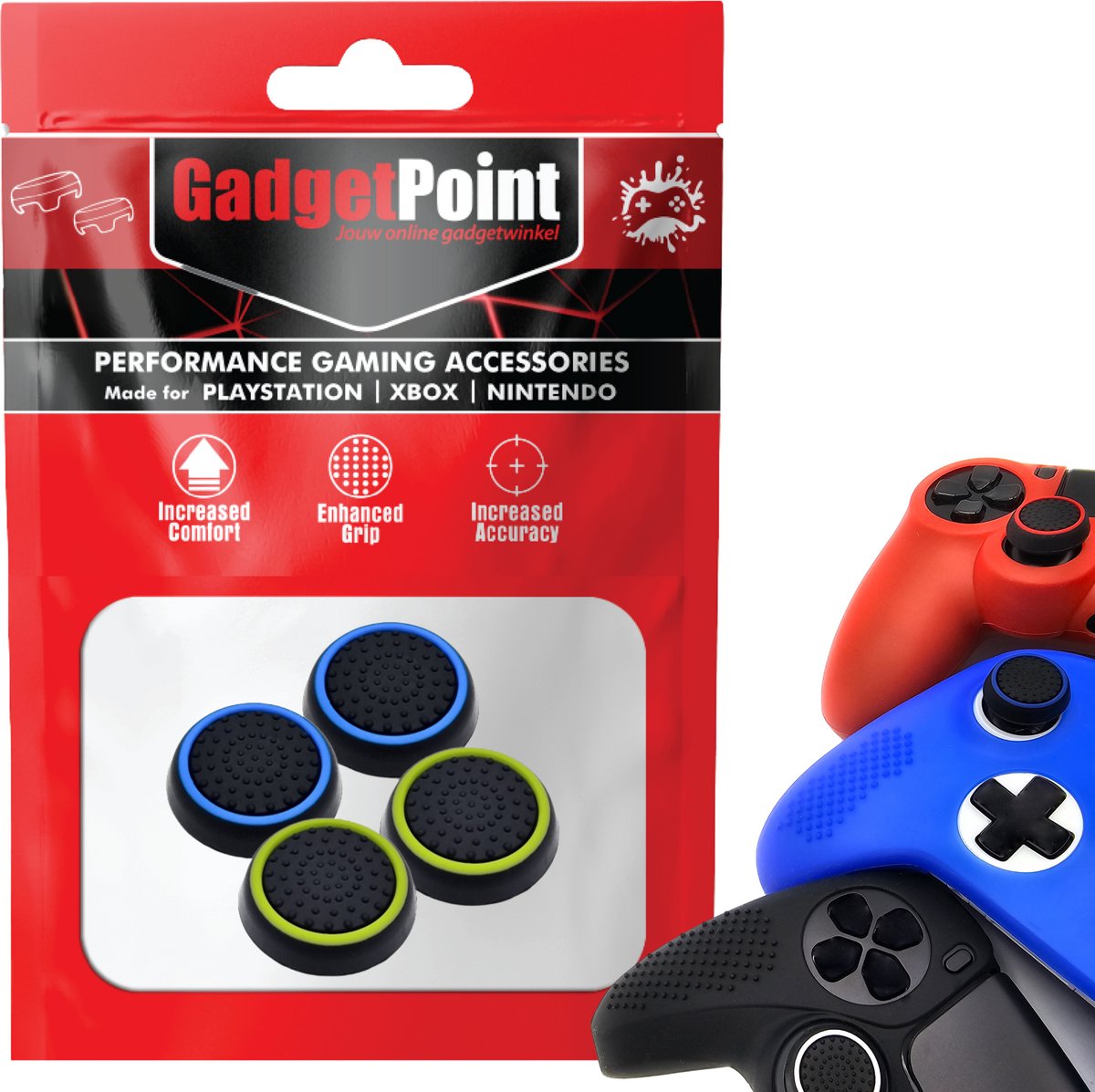 Bol.com Gadgetpoint - Thumb Grips voor PlayStation, PS5, Xbox X/S, One & Switch Pro Controller - Gaming Thumbgrips - Performance... aanbieding