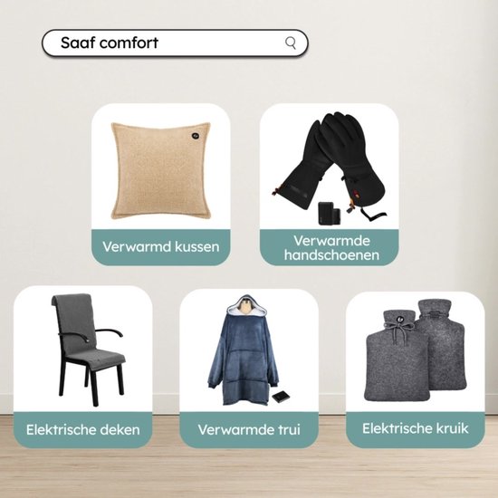 Couverture chauffante à capuche – 3 niveaux de chauffage – Batterie 10 000 mAh – Polaire – Taille unique – Zwart – par Saaf