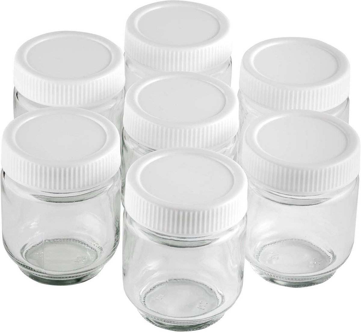 Transparante Yoghurtbekers van Glas met Schroefdeksel - 7 Stuks, 190 ml, BPA-vrij en Vaatwasmachinebestendig