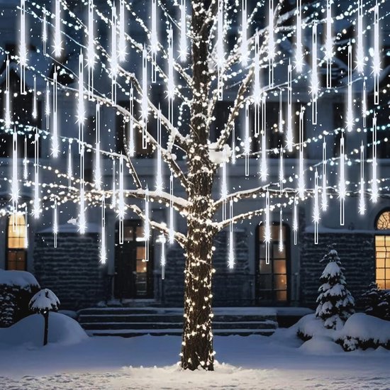 PhilzOps Meteorenregenlichtketting voor buiten, 240 leds, kerstdecoratie, vallende regenverlichting, outdoor, waterdicht, sneeuwval, verlichting voor tuin, bruiloft, feest, boom, balkon, 10 buizen, 30
