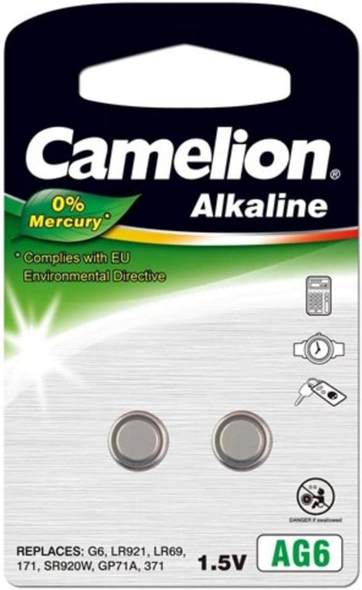 Alkaline Knoopcel Batterij 1,5V AG6 – Blister van 2 Stuks