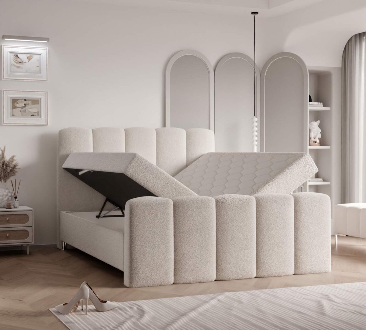 Zetelsenbedden Vero Boxspring 160x200 Zachte Teddy Stof met Topper - afbeelding 3