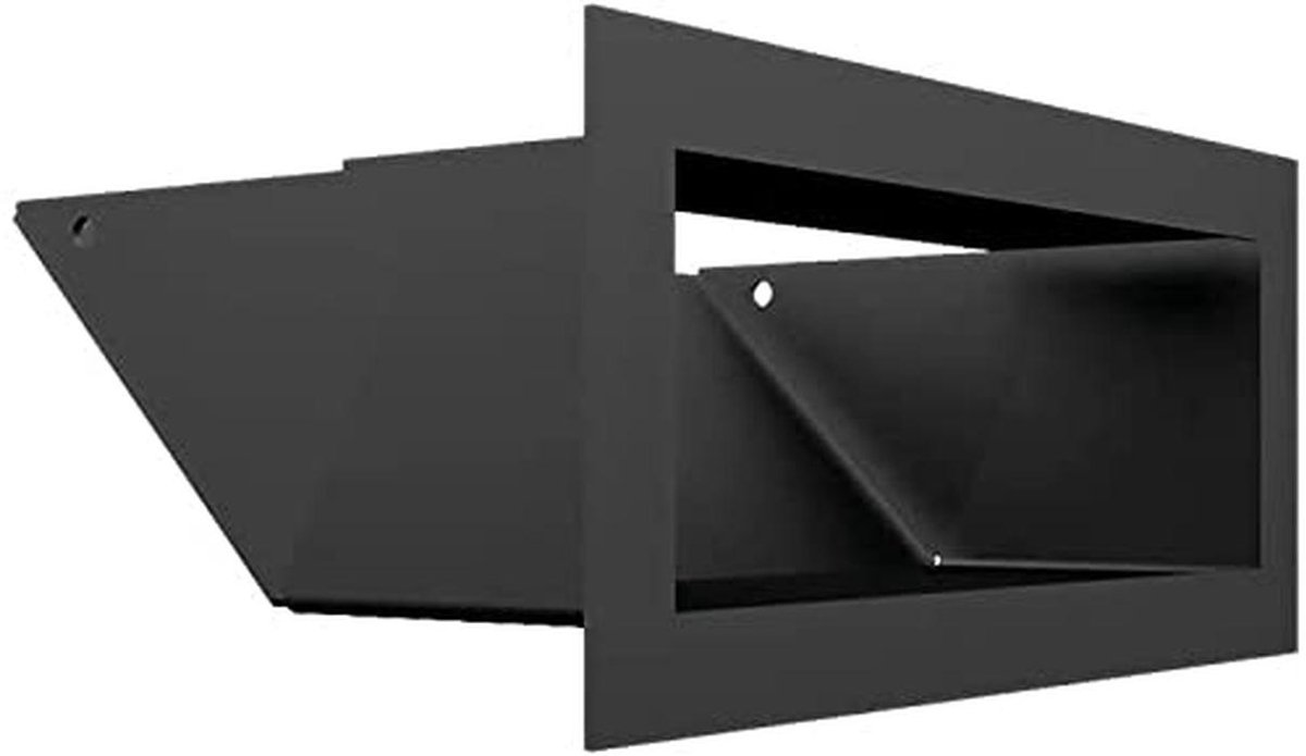 Ventilatierooster Warmelucht 9 x 20 cm | Zwart | Uitlaatrooster voor Schoorsteenventilatie | Luchtinlaat 45 graden | Oververhittingsbestendig