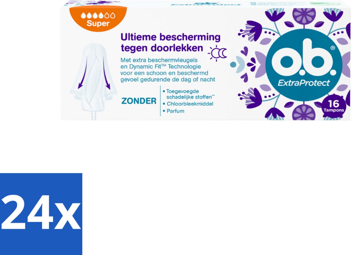o.b. – Extra Protect Tampons – Super – 16 Tampons - Voordeelverpakking - 24 stuks