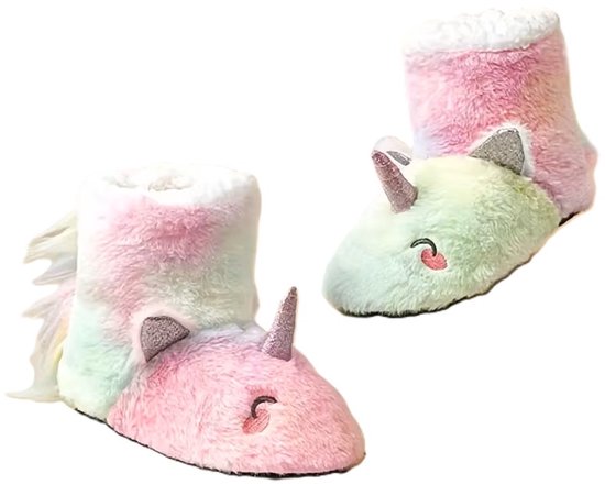Unicorn sloffen voor kinderen - regenboog