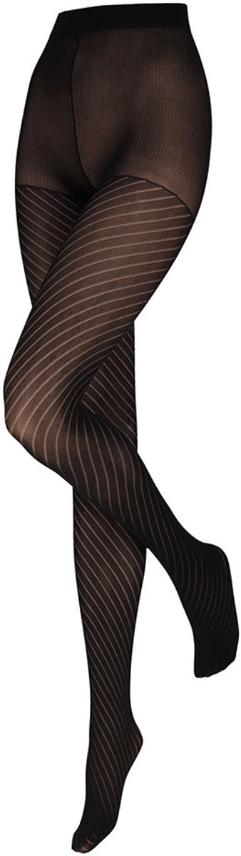 Panty met diagonaal strepenpatroon zwart S/M