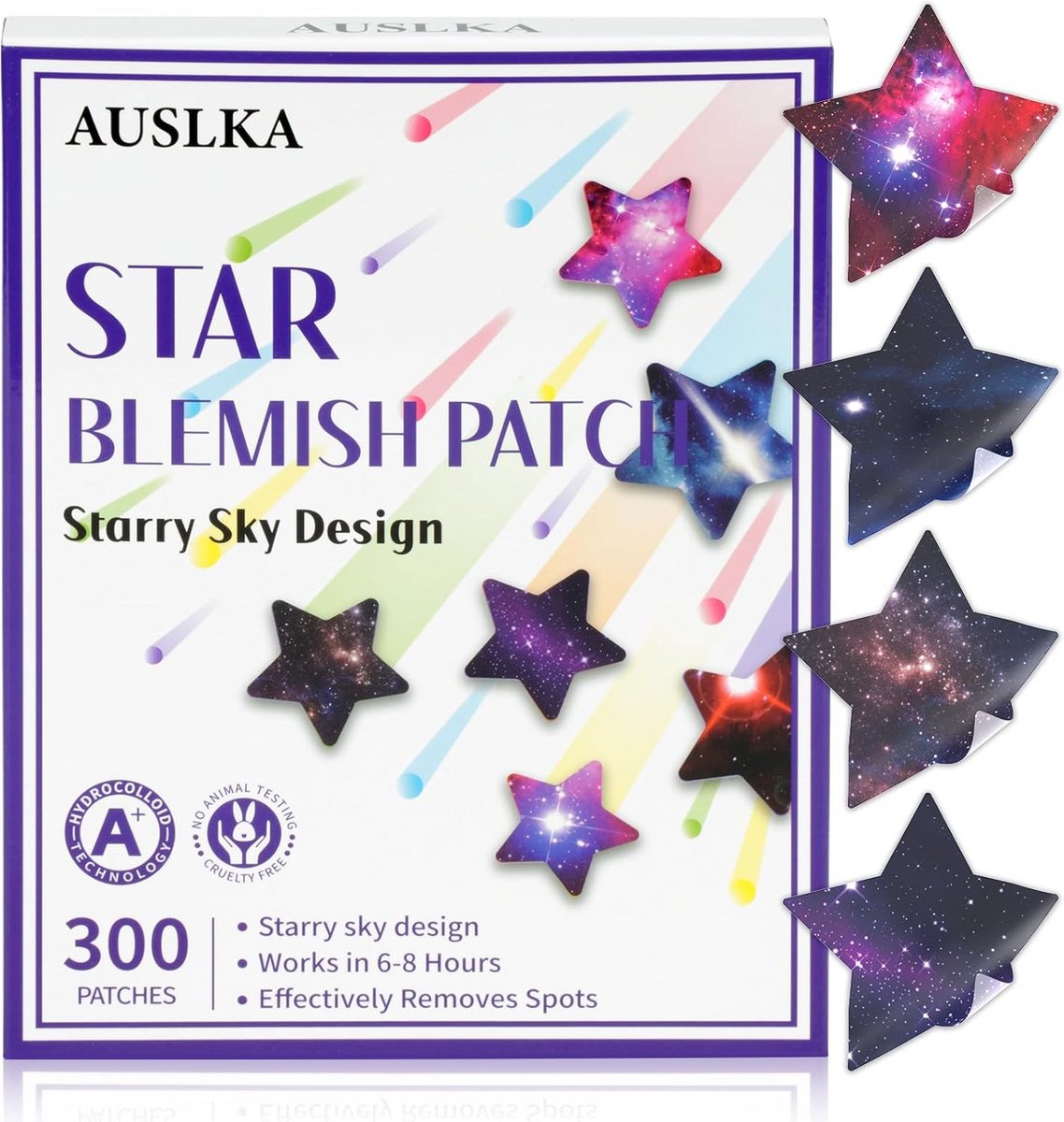 Hydrocolloïde Pimple Patches met Stervormige Stickers - 300 Stuks