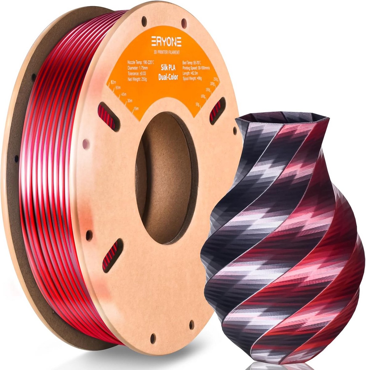 Dual Silk PLA 3D Printer Filament 1.75mm - Bicolor 250g