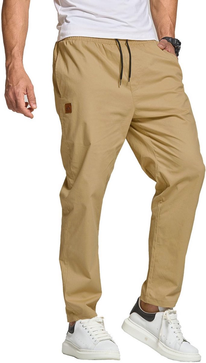 Heren Cargobroek met Elastische Taille en Trekkoord | Slim Fit Vrijetijds- en Chinobroek