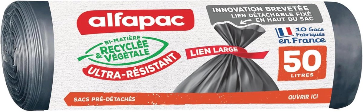 Robuuste Vuilniszakken 50L | Gerecycled Materiaal | Brede Band Voor Eenvoudig Sluiten