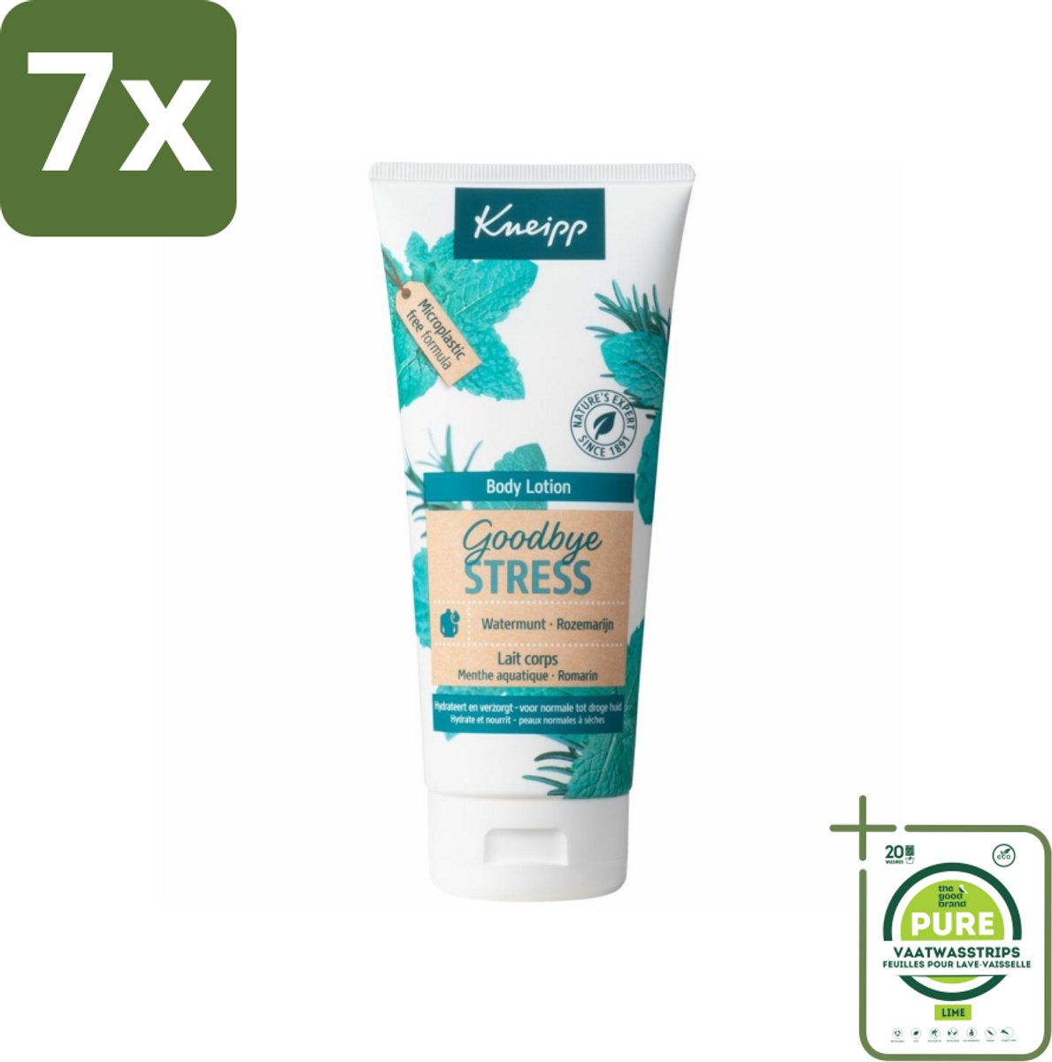 7 x Kneipp Bodylotion – Watermunt & Rozemarijn – 200 ml - Grootverpakking - Bodylotion - Stressvermindering - Watermunt - Rozemarijn - Verkwikkend