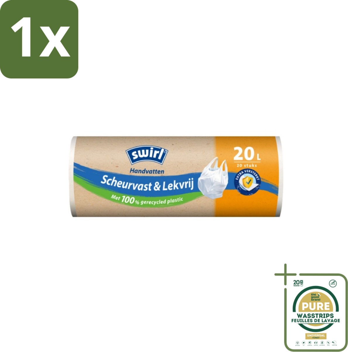 1 x Swirl – Pedaalemmerzakken – 20 L – Handvat – 20 zakken- Koffie - Koffiezetapparaat - Koffiezetapparaat