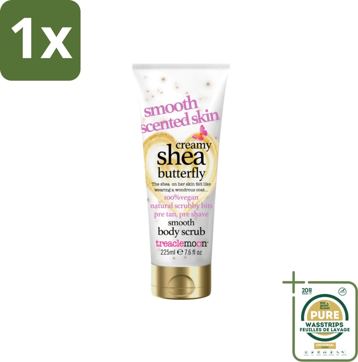 1 x Treaclemoon – Body Scrub – Creamy Shea Butterfly – 225 ml- Body Scrub - Huid Verzorging - Exfoliatie - Shea Butter - Kokosnoot