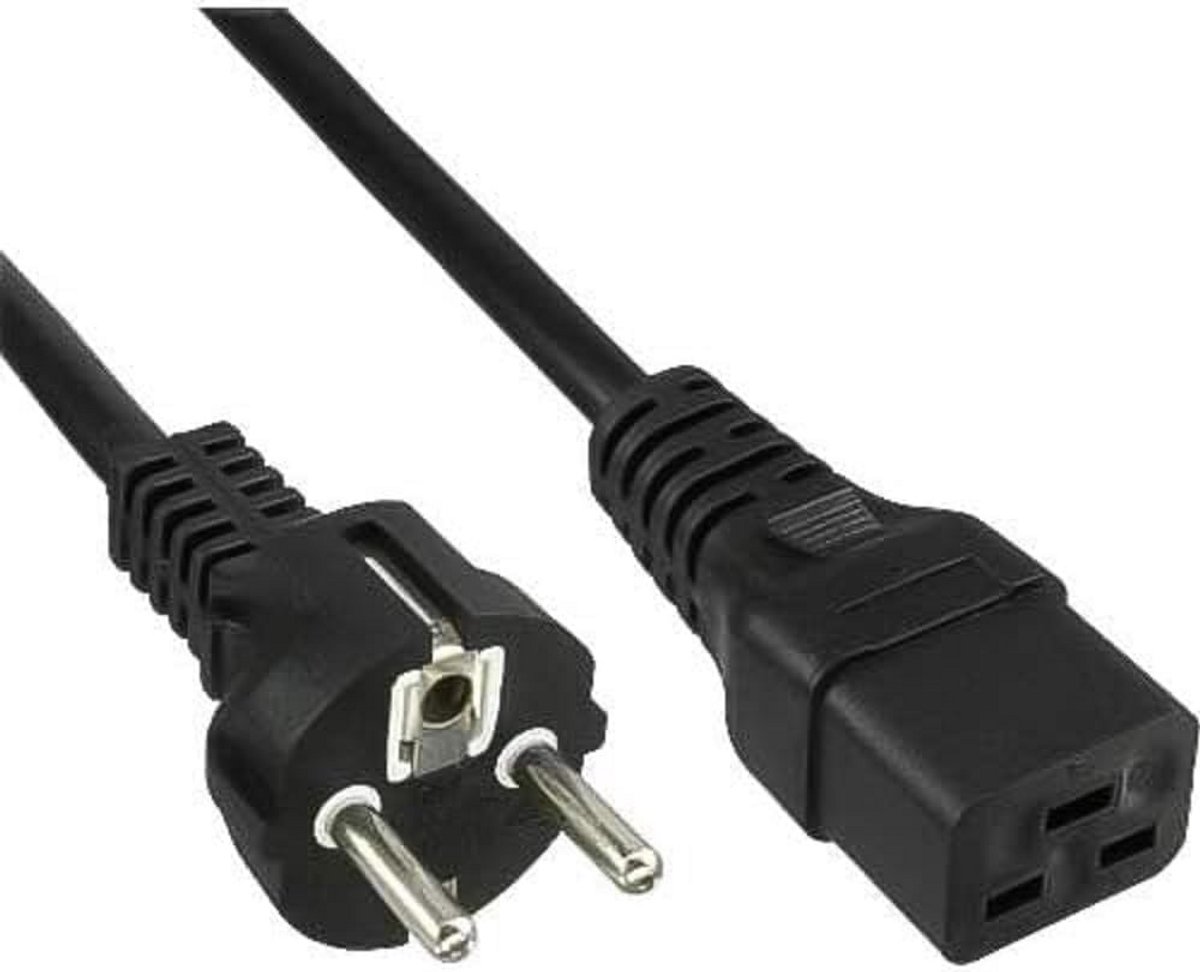 Netsnoer 230 V 3 m - Geaard contact C19, IEC 320, 16 A, Zwart