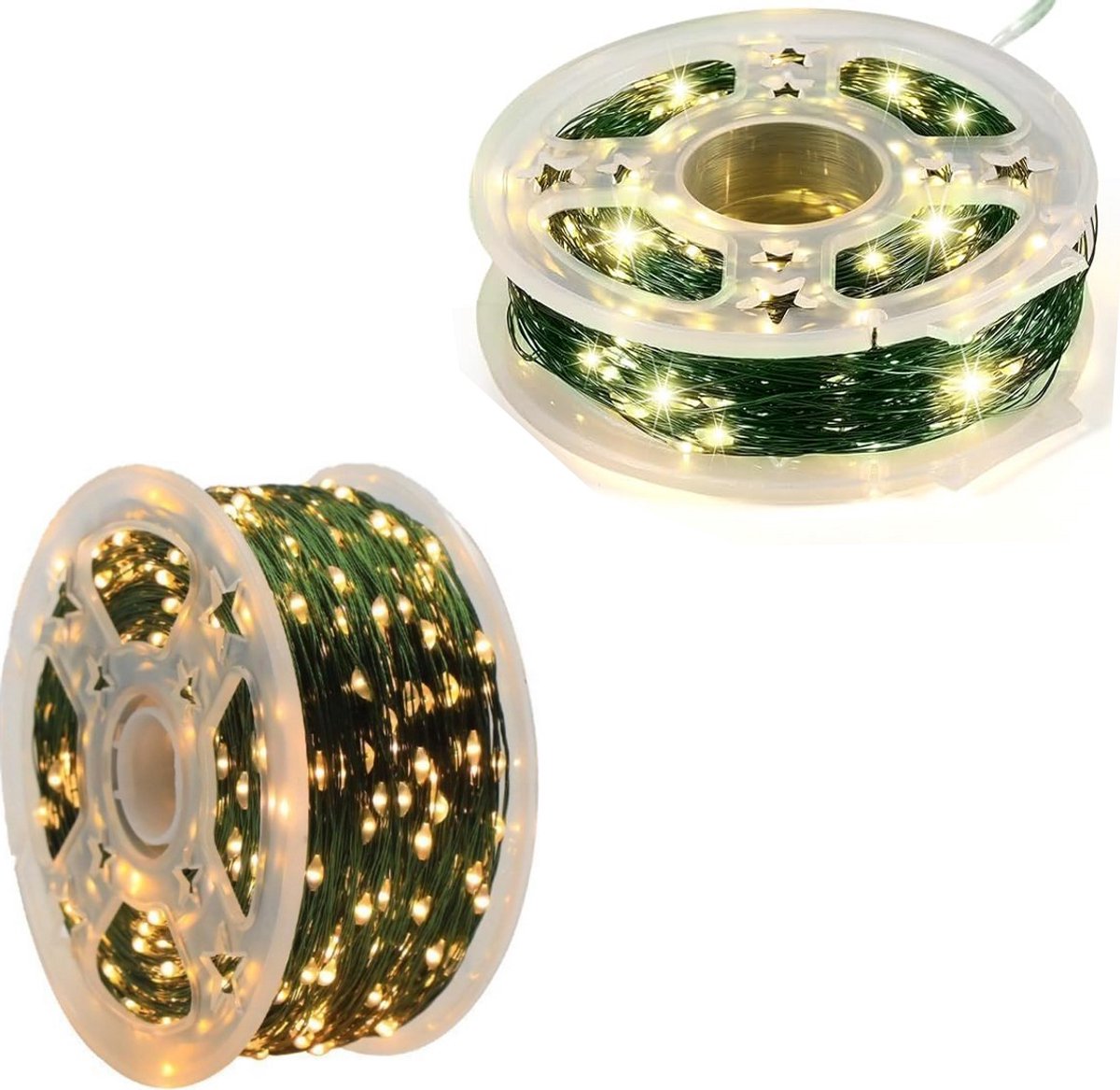 scirove® Set van twee LED-lichtslingers voor buiten – geschikt voor bomen, terrassen, tuinen en achtertuinen; waterdichte LED-lichtslingers voor binnen en buiten (2 x 50 meter)