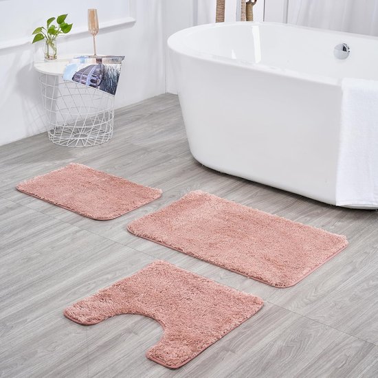 Set van 3 Badkamermatten - Zachte Microvezel - Antislip TPR Bodem - Sneldrogend en Machinewasbaar