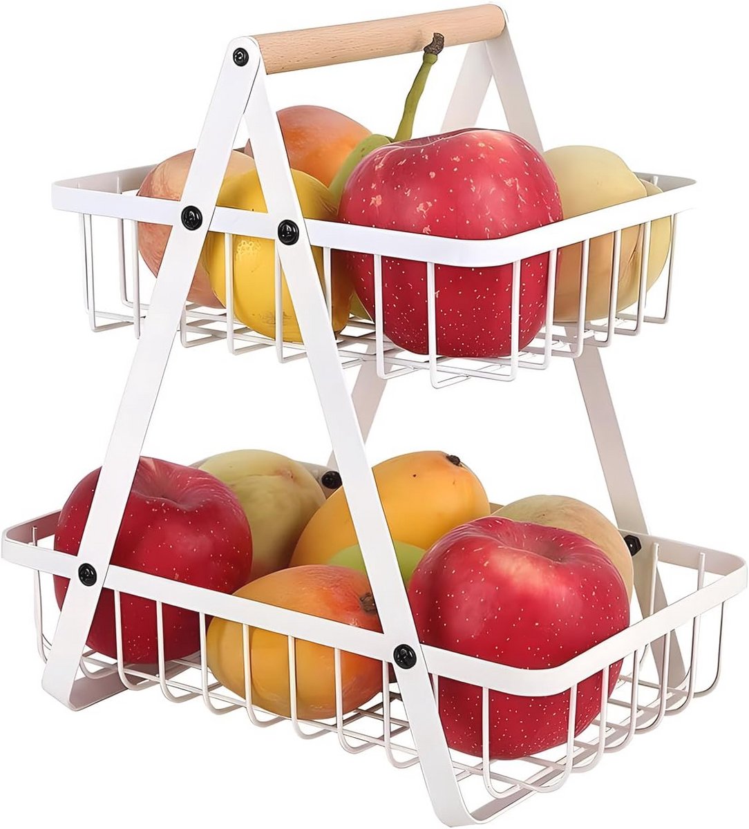 Moderne 2-laagse Fruitmand met Afneembare Schalen voor Groenten en Snacks