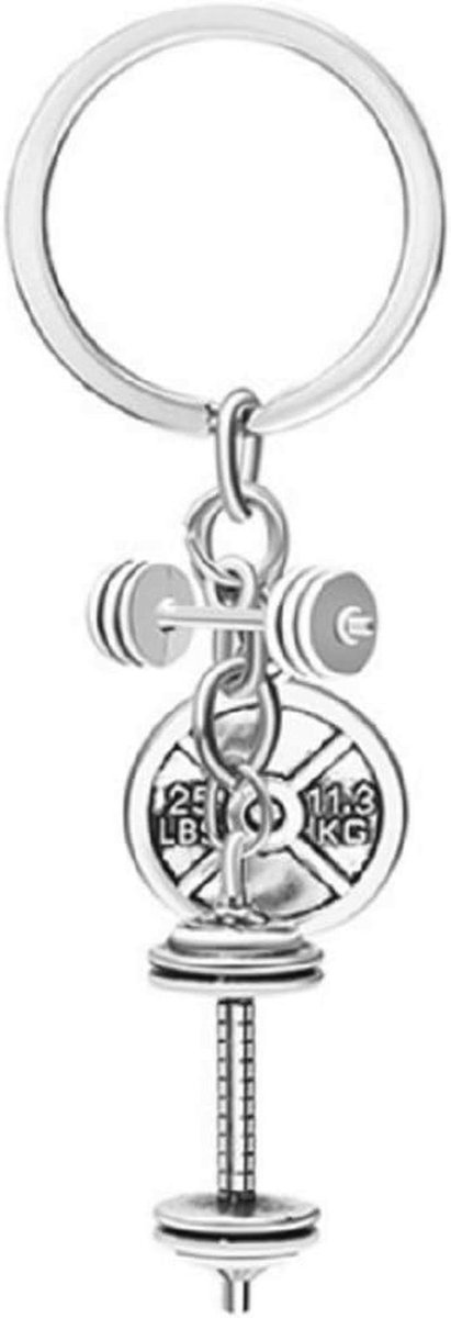 Dumbbells Sleutelhanger Zilver - Gewichtheffen Keychain