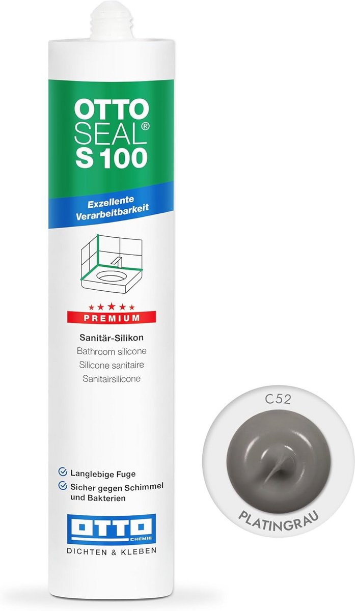 Premium Sanitair Silicone 300 ml Cartridges - Platinagrijs
