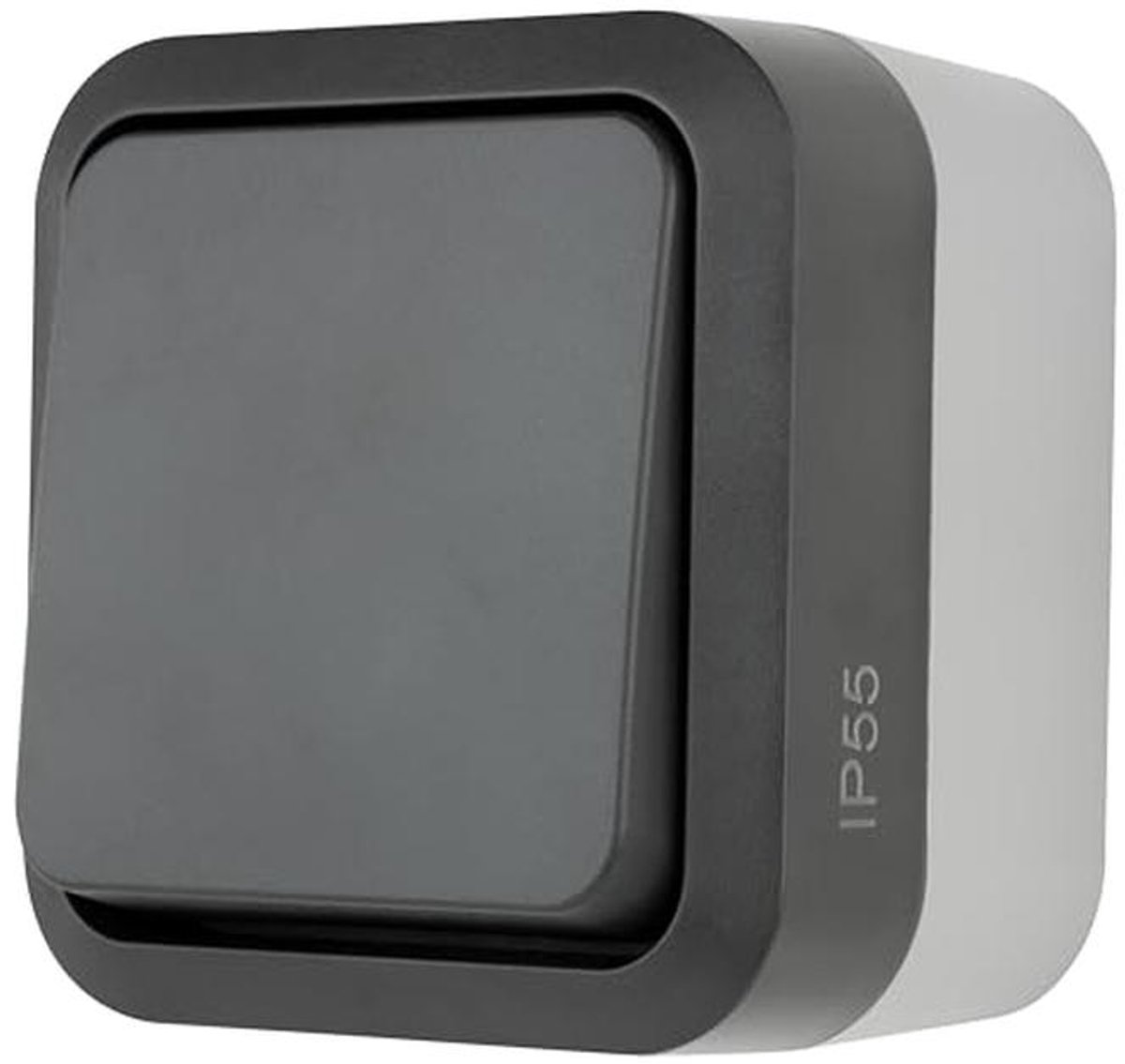 Lichtschakelaar voor vochtige ruimtes - IP55, eenpolig, inbouw, 230 V, 10 A, antraciet