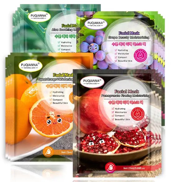 PUQIANNA - beauty gezichtsmasker 80 stuks Groothandel - Anti rimpel Huidbevochtiger met aloë veraextract - Collageenhuid Diep hydraterend - Vlekverheldering - masker om de poriën te reinigen - stralende huid - Voedt levenloze huid - dode huid