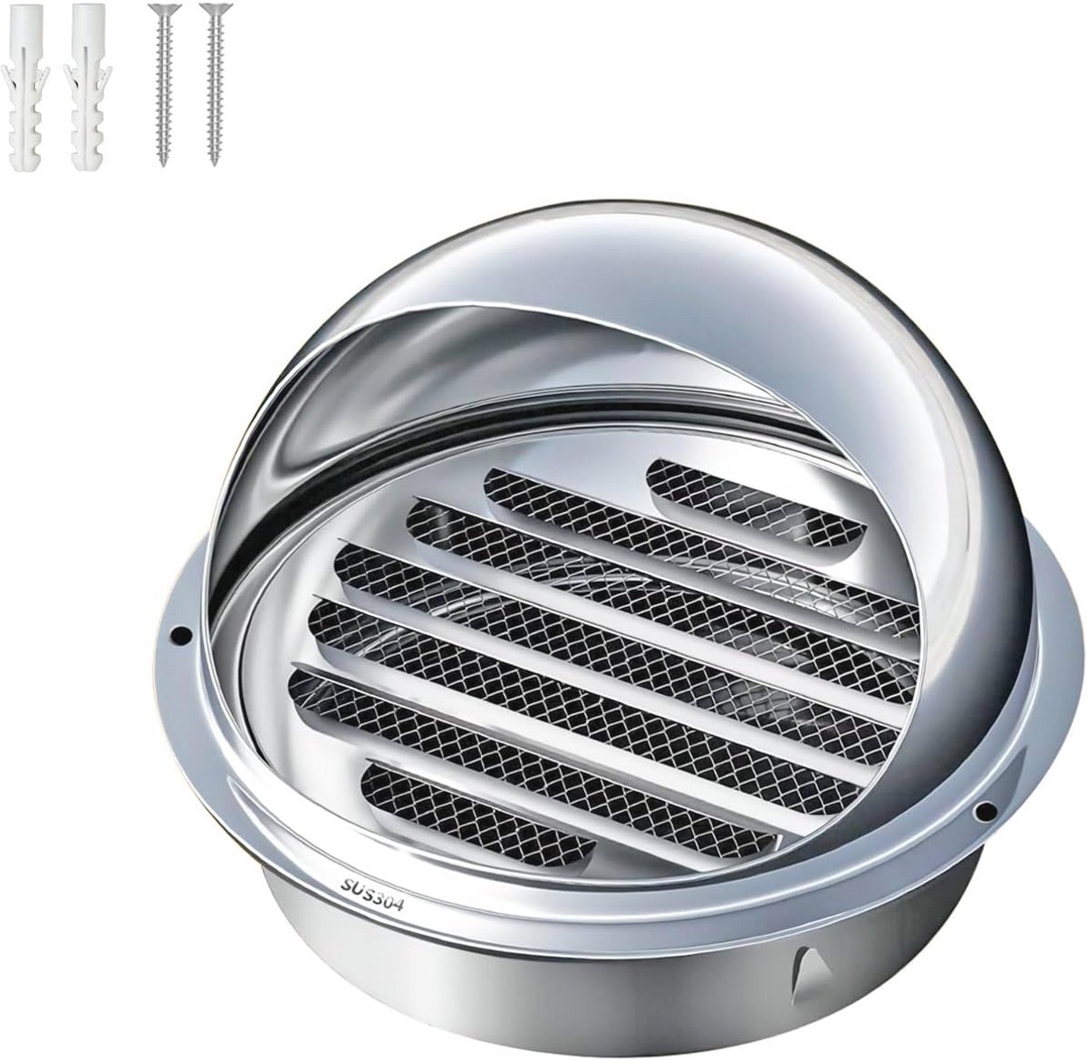 Ventilatierooster van roestvrij staal met insectenbescherming - 170 mm weerbestendig afvoe