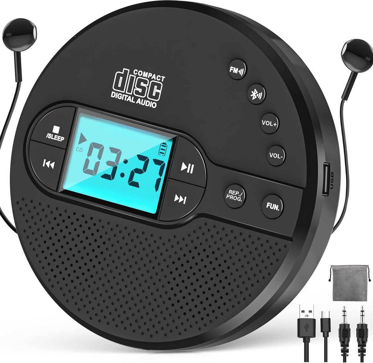 Discman CD-speler met FM-zender, hoofdtelefoon