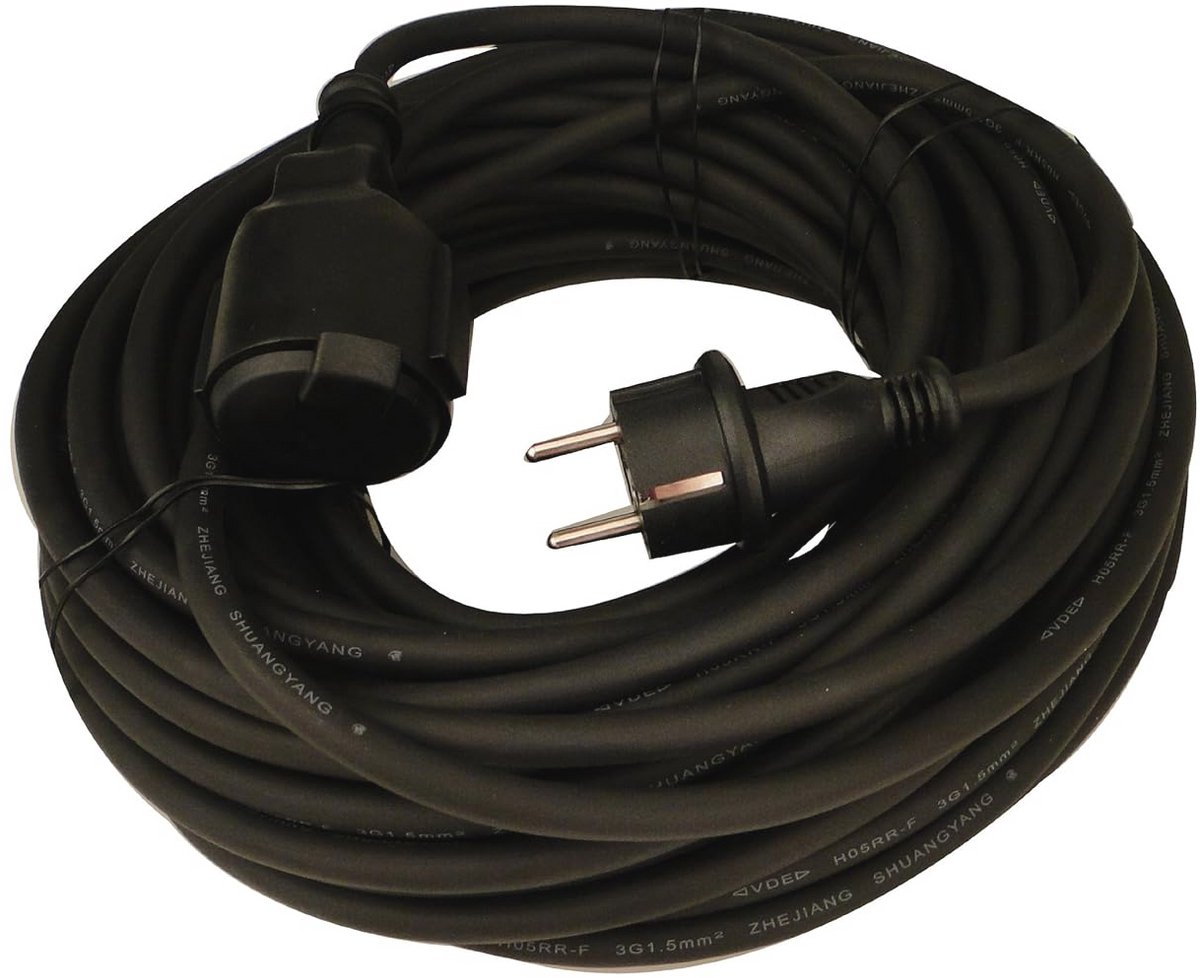 Rubberen verlengkabel 10 m H05RR-F 3G1,5 mm², spatwaterdicht