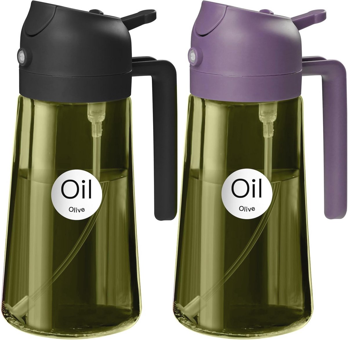 2-in-1 Olijfolie Dispenser 470ml - Donkergroen Sprayer voor Koken