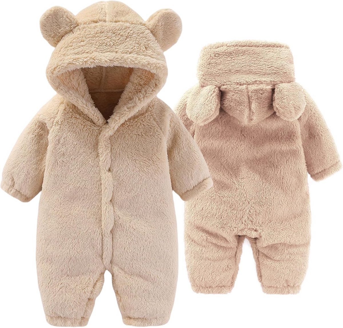 Warm Fleece Sneeuwpak met Capuchon voor Baby Jongens en Meisjes (0-12 Maanden)