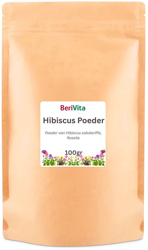 Hibiscus Poeder 100gr - Puur, Fijngemalen Hibiscus bladeren - Roselle Powder