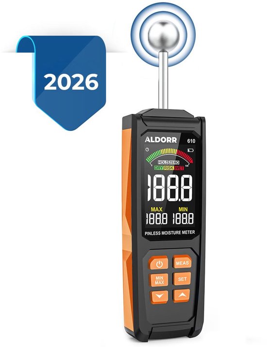 ALDORR Tools Vochtmeter 610 - Vochtigheidsmeter voor hout, wanden, bouwmateriaal