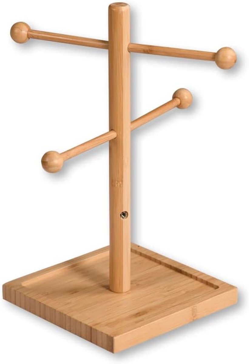 Krakeling- en Worststandaard van Bamboe - 6-armig - 20 x 20 cm - Ideaal voor Huis en Horeca
